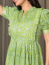 MULMUL GREEN FLORAL JAAL BLOCK PRINTED DRESS MULMUL GREEN FLORAL JAAL BLOCK PRINTED DRESS