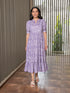 MULMUL PURPLE FLORAL JAAL BLOCK PRINTED DRESS MULMUL PURPLE FLORAL JAAL BLOCK PRINTED DRESS