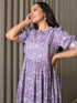 MULMUL PURPLE FLORAL JAAL BLOCK PRINTED DRESS MULMUL PURPLE FLORAL JAAL BLOCK PRINTED DRESS