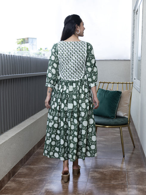 MULMUL ESHANA FLORAL BLOCK PRINTED DRESS MULMUL ESHANA FLORAL BLOCK PRINTED DRESS