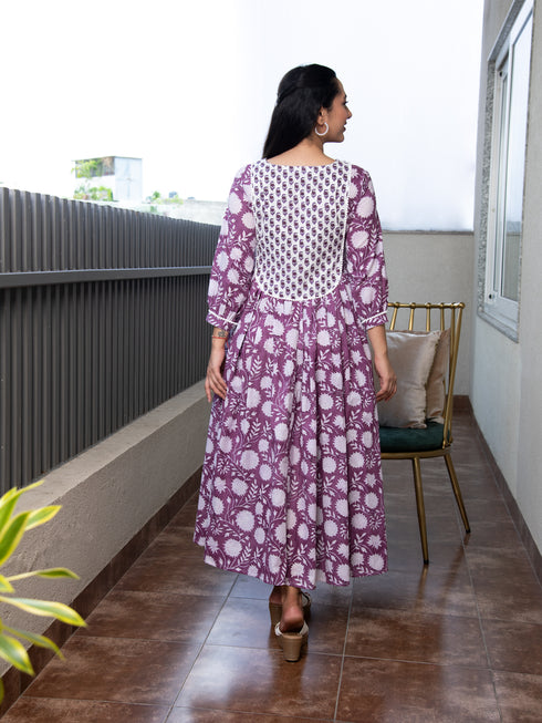 MULMUL BAVISHNI FLORAL BLOCK PRINTED DRESS MULMUL BAVISHNI FLORAL BLOCK PRINTED DRESS