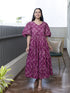 AAHELI DEEP ORCHID PRINTED COTTON TIERED DRESS AAHELI DEEP ORCHID PRINTED COTTON TIERED DRESS