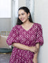 AAHELI DEEP ORCHID PRINTED COTTON TIERED DRESS AAHELI DEEP ORCHID PRINTED COTTON TIERED DRESS