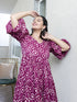 AAHELI DEEP ORCHID PRINTED COTTON TIERED DRESS AAHELI DEEP ORCHID PRINTED COTTON TIERED DRESS