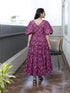 AAHELI DEEP ORCHID PRINTED COTTON TIERED DRESS AAHELI DEEP ORCHID PRINTED COTTON TIERED DRESS