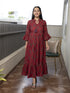 AAHELI THANVI MAROON PRINTED COTTON MAXI DRESS AAHELI THANVI MAROON PRINTED COTTON MAXI DRESS