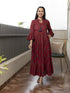 AAHELI THANVI MAROON PRINTED COTTON MAXI DRESS AAHELI THANVI MAROON PRINTED COTTON MAXI DRESS