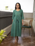 AAHELI GATHIKA TEAL GREEN YARN DYED COTTON MAXI DRESS AAHELI GATHIKA TEAL GREEN YARN DYED COTTON MAXI DRESS