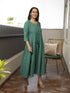 AAHELI GATHIKA TEAL GREEN YARN DYED COTTON MAXI DRESS AAHELI GATHIKA TEAL GREEN YARN DYED COTTON MAXI DRESS