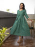 AAHELI GATHIKA TEAL GREEN YARN DYED COTTON MAXI DRESS AAHELI GATHIKA TEAL GREEN YARN DYED COTTON MAXI DRESS