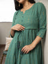 AAHELI GATHIKA TEAL GREEN YARN DYED COTTON MAXI DRESS AAHELI GATHIKA TEAL GREEN YARN DYED COTTON MAXI DRESS