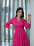 AAHELI FUCHSIA PINK COTTON KANTHA COMFY DRESS AAHELI FUCHSIA PINK COTTON KANTHA COMFY DRESS