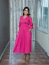 AAHELI FUCHSIA PINK COTTON KANTHA COMFY DRESS AAHELI FUCHSIA PINK COTTON KANTHA COMFY DRESS