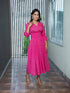 AAHELI FUCHSIA PINK COTTON KANTHA COMFY DRESS AAHELI FUCHSIA PINK COTTON KANTHA COMFY DRESS