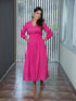 AAHELI FUCHSIA PINK COTTON KANTHA COMFY DRESS AAHELI FUCHSIA PINK COTTON KANTHA COMFY DRESS