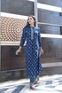 AAHELI BLUE PRINTED HANDWORK KURTA WITH PANT SET AAHELI BLUE PRINTED HANDWORK KURTA WITH PANT SET