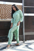 AAHELI GREEN PRINTED HANDWORK KURTA WITH PANT SET AAHELI GREEN PRINTED HANDWORK KURTA WITH PANT SET