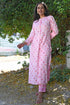 AAHELI PINK PRINTED HANDWORK KURTA WITH PANT SET AAHELI PINK PRINTED HANDWORK KURTA WITH PANT SET
