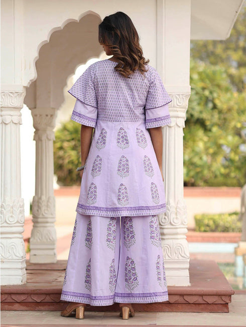 MULMUL GITALI FLORAL MOTIFS BLOCK PRINTED CO-ORD SET MULMUL GITALI FLORAL MOTIFS BLOCK PRINTED CO-ORD SET