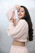 MULMUL BLUSH PINK CROP TOP WITH COWL PANTS MULMUL BLUSH PINK CROP TOP WITH COWL PANTS
