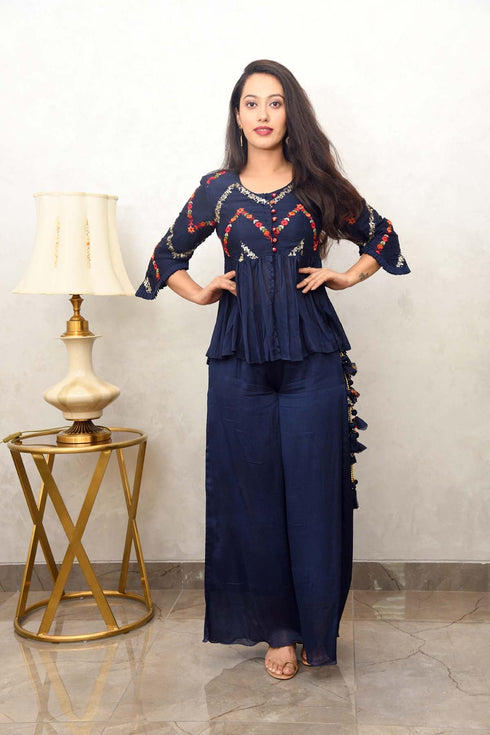 MULMUL URVI EMBROIDERED CO-ORD SET MULMUL URVI EMBROIDERED CO-ORD SET