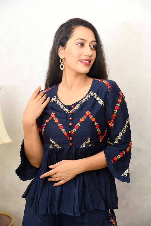 MULMUL URVI EMBROIDERED CO-ORD SET MULMUL URVI EMBROIDERED CO-ORD SET