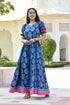 MULMUL ADWETA BLOCK PRINTED PANELED DRESS WITH DUPATTA MULMUL ADWETA BLOCK PRINTED PANELED DRESS WITH DUPATTA