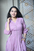 AAHELI MAUVE COTTON KANTHA COMFY DRESS AAHELI MAUVE COTTON KANTHA COMFY DRESS