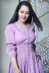 AAHELI MAUVE COTTON KANTHA COMFY DRESS AAHELI MAUVE COTTON KANTHA COMFY DRESS
