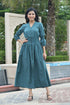 AAHELI PRUSSIAN BLUE COTTON KANTHA COMFY DRESS AAHELI PRUSSIAN BLUE COTTON KANTHA COMFY DRESS