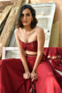 MULMUL MAROON SEQUIN JACKET PLAZZO & BANDEAU TOP SET MULMUL MAROON SEQUIN JACKET PLAZZO & BANDEAU TOP SET
