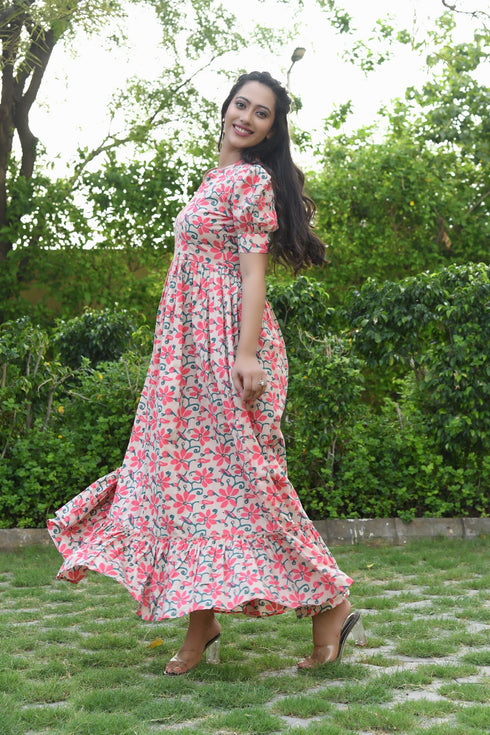 AAHELI PORTOFINO FLORAL FLARED DRESS AAHELI PORTOFINO FLORAL FLARED DRESS