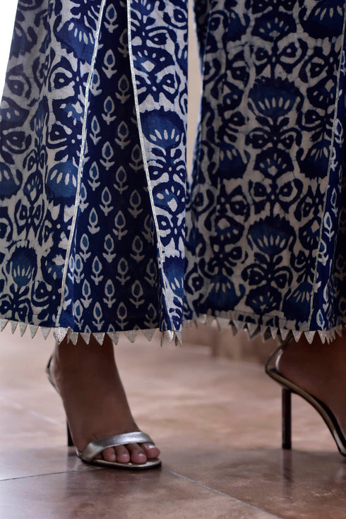 MULMUL INDIGO ARIAN SHARARA SET MULMUL INDIGO ARIAN SHARARA SET