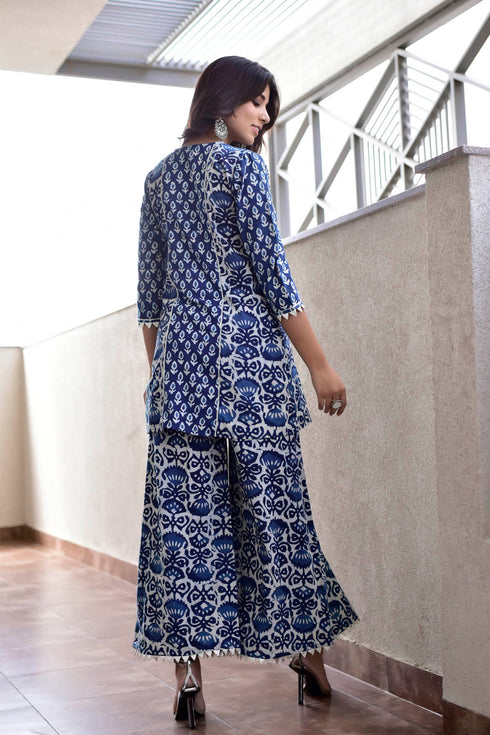 MULMUL INDIGO ARIAN SHARARA SET MULMUL INDIGO ARIAN SHARARA SET