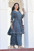 MULMUL IDIKA INDIGO BLOCK PRINTED PANELED KURTA-PLAZZO SET MULMUL IDIKA INDIGO BLOCK PRINTED PANELED KURTA-PLAZZO SET