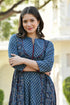 MULMUL JAGVI INDIGO BLOCK PRINTED FLARED DRESS MULMUL JAGVI INDIGO BLOCK PRINTED FLARED DRESS