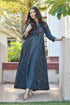 MULMUL JAGVI INDIGO BLOCK PRINTED FLARED DRESS MULMUL JAGVI INDIGO BLOCK PRINTED FLARED DRESS