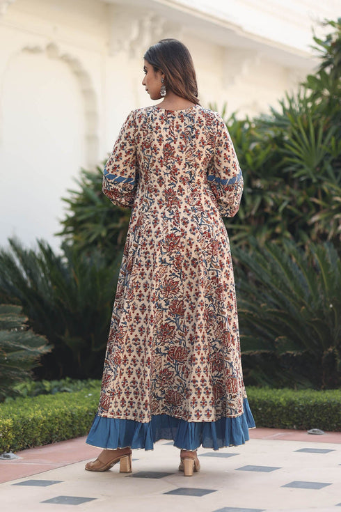 MULMUL IRYA AJRAKH PRINT PANELED & FLARED DRESS MULMUL IRYA AJRAKH PRINT PANELED & FLARED DRESS