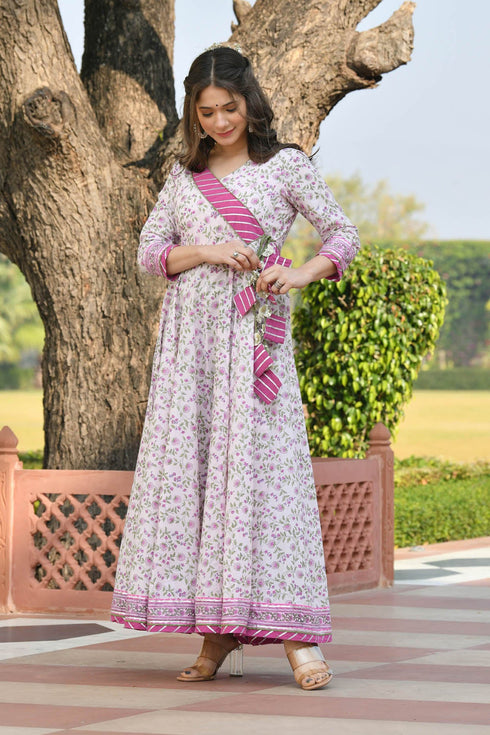 MULMUL GAURIKA FLORAL JAAL BLOCK PRINTED DRESS WITH DUPATTA MULMUL GAURIKA FLORAL JAAL BLOCK PRINTED DRESS WITH DUPATTA