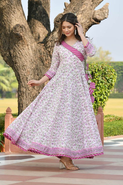 MULMUL GAURIKA FLORAL JAAL BLOCK PRINTED DRESS WITH DUPATTA MULMUL GAURIKA FLORAL JAAL BLOCK PRINTED DRESS WITH DUPATTA