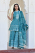 MULMUL SACHI BLOCK PRINTED KURTI-SHARARA & DUPATTA SET MULMUL SACHI BLOCK PRINTED KURTI-SHARARA & DUPATTA SET