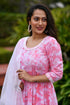 MULMUL SEA PINK TIE DYED & BLOCK PRINTED PANELED KURTA-PLAZZO & DUPATTA MULMUL SEA PINK TIE DYED & BLOCK PRINTED PANELED KURTA-PLAZZO & DUPATTA