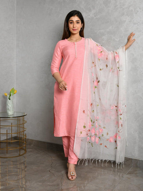 AAHELI MEHAK PEACH KURTA-PANTS & DUPATTA SET AAHELI MEHAK PEACH KURTA-PANTS & DUPATTA SET