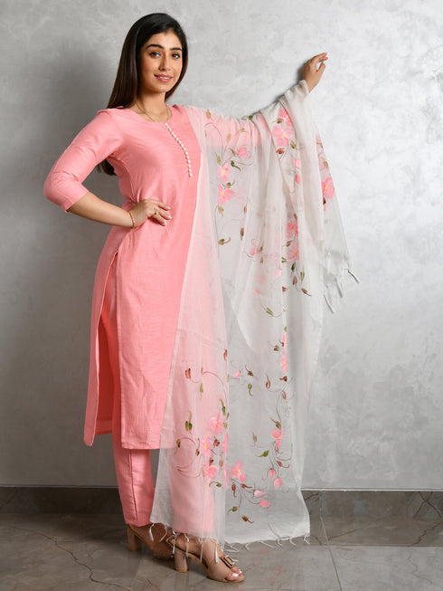 AAHELI MEHAK PEACH KURTA-PANTS & DUPATTA SET AAHELI MEHAK PEACH KURTA-PANTS & DUPATTA SET