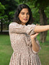 MULMUL PASTEL BROWN BLOSSOM BLOCK PRINTED COMFY DRESS MULMUL PASTEL BROWN BLOSSOM BLOCK PRINTED COMFY DRESS