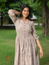 MULMUL PASTEL BROWN BLOSSOM BLOCK PRINTED COMFY DRESS MULMUL PASTEL BROWN BLOSSOM BLOCK PRINTED COMFY DRESS