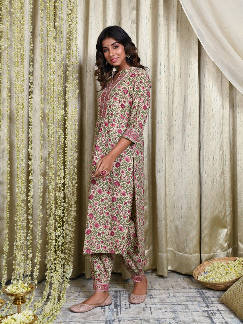 MULMUL MAHNOOR KURTA & LANTERN PANT SET MULMUL MAHNOOR KURTA & LANTERN PANT SET