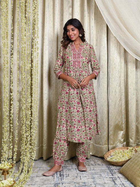 MULMUL MAHNOOR KURTA & LANTERN PANT SET MULMUL MAHNOOR KURTA & LANTERN PANT SET