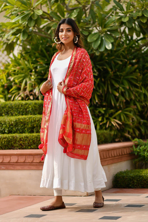 AAHELI AURORA RED BANDHANI DUPATTA AAHELI AURORA RED BANDHANI DUPATTA