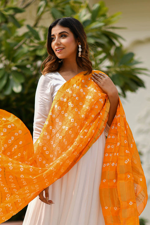 AAHELI AMBER YELLOW BANDHANI DUPATTA AAHELI AMBER YELLOW BANDHANI DUPATTA